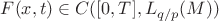 $F(x,t) \in C([0,T],L_{q/p}(M))$