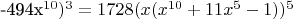 -494x^{10})^3=1728(x(x^{10}+11x^5-1))^5