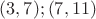 $(3,7);(7,11)$ $(3,7);(7,11)$