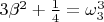 $ 3\beta^{2} + \frac{1}{4} = \omega_{3}^{3} $