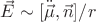 $\vec{E} \sim [\ddot{\vec{\mu}},\vec{n}]/r$