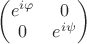 $\begin{pmatrix}  e^{i\varphi}&0\\ 0 & e^{i\psi}\end{pmatrix}$