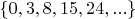 $\{0, 3, 8, 15, 24,...\}$