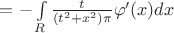 $=-\int\limits_{R}\frac{t}{(t^2+x^2)\pi}\varphi'(x)dx$