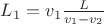 $L_1=v_1\frac L {v_1-v_2}$