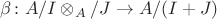 $\beta \colon A/I\otimes_A\A/J\rightarrow A/(I+J)$