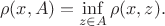 $$\rho(x,A)=\inf_{z\in A}\rho(x,z).$$ $$\rho(x,A)=\inf_{z\in A}\rho(x,z).$$