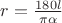 $r=\frac{180l}{\pi \alpha }$ $r=\frac{180l}{\pi \alpha }$