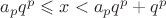 $a_{p}q^{p}\leqslant x<a_{p}q^p+q^p$