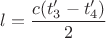 $$l=\frac{c(t&rsquo;_3-t&rsquo;_4)}{2}$$