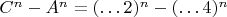 $C^n-A^n=(&hellip;2)^n-(&hellip;4)^n$