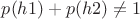 $p(h1) + p(h2) \not = 1$