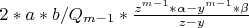 $2*a*b/Q_{m-1}*\frac{z^{m-1}*\alpha-y^{m-1}*\beta}{z-y}$