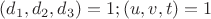 $(d_1,d_2,d_3)=1; (u,v,t)=1$