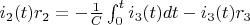 $i_2(t)r_2=-\frac {1} {C}\int_{0}^{t}{i_3(t)dt} - i_3(t)r_3$