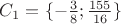 $   C_1 = \{-\frac{3}{8};\frac{155}{16}\}$