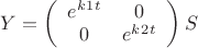 $ Y =
\left( \begin{array}{cc} e^k^1^t & 0 \\ 
0 & e^k^2^t \end{array} \right)S$