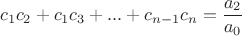 $$c_1c_2 + c_1c_3 + ... +c_{n-1}c_n = \frac{a_2}{a_0}$$