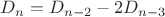 $ D_n=D_{n-2}-2D_{n-3} $