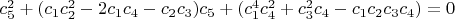 $c_5^2+(c_1 c_2^2-2c_1 c_4-c_2 c_3)c_5+(c_1^4c_4^2+c_3^2 c_4-c_1 c_2 c_3 c_4)=0$