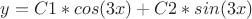 $y=C1*cos(3x) + C2*sin(3x)$