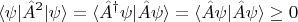 $$\langle \psi | \hat{A}^2 | \psi \rangle = \langle \hat{A}^{\dagger} \psi | \hat{A}  \psi \rangle = \langle \hat{A} \psi | \hat{A}  \psi\rangle \geq 0$$