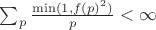 $\sum_p \frac{\min(1, f(p)^2)}{p} < \infty$