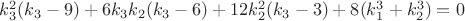 $k_3^2(k_3-9)+6k_3k_2(k_3-6)+12k_2^2(k_3-3)+8(k_1^3+k_2^3)=0$