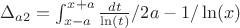 $\Delta_{a2}=\int_{x-a}^{x+a}{\frac {dt} {\ln(t)}}/2a-1/\ln(x)$