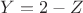 $Y=2-Z$