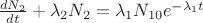 $\frac{dN_{2}}{dt}+\lambda_{2}N_{2}=\lambda_{1}N_{10}e^{-\lambda_{1}t}$