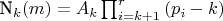 N_k(m)=A_k\prod_{i=k+1}^{r}{(p_i-k)}