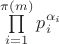 $\prod\limits_{i = 1}^{\pi(m)} p_i^{\alpha_i}$