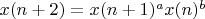 $x(n+2)=x(n+1)^ax(n)^b$