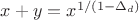 $x+y=x^{1/(1-\Delta_d)}$