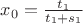 $x_0=\frac {t_1} {t_1 + s_1}$