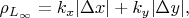 $\rho_{L_{\infty}}=k_x\lvert\Delta x\rvert+k_y\lvert\Delta y\rvert,$