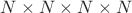 $N\times N\times N\times N$