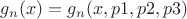 $g_n(x)=g_n(x,p1,p2,p3)$