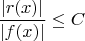 $\dfrac{|r(x)|}{|f(x)|}\le C$