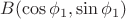 $B(\cos\phi_1, \sin\phi_1)$