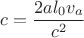 $$c=\frac{2al_0v_a}{c^2}$$