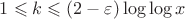 $1\leqslant k \leqslant (2-\varepsilon)\log\log x$
