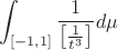 $$\int_{[-1,1]} \frac {1} {\left [\frac {1} {t^3} \right ]} d \mu$$
