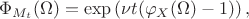 $$
\Phi_{M_t}(\Omega)=\exp\left(\nu t(\varphi_X(\Omega)-1)\right),
$$