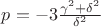 $p=-3\frac{\gamma^2+\delta^2}{\delta^2}$