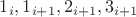 $1_i, 1_{i+1}, 2_{i+1}, 3_{i+1}$