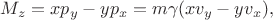 $M_z=xp_y-yp_x=m\gamma(xv_y-yv_x),$