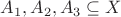 $A_1, A_2, A_3 \subseteq X$