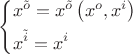 $$\[
\left\{ \begin{gathered}
  x^{\tilde o}  = x^{\tilde o} \left( {x^o ,x^i } \right) \hfill \\
  x^{\tilde i}  = x^i  \hfill \\ 
\end{gathered}  \right.
\]$$